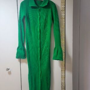 Bell sleeve long ribbon dress